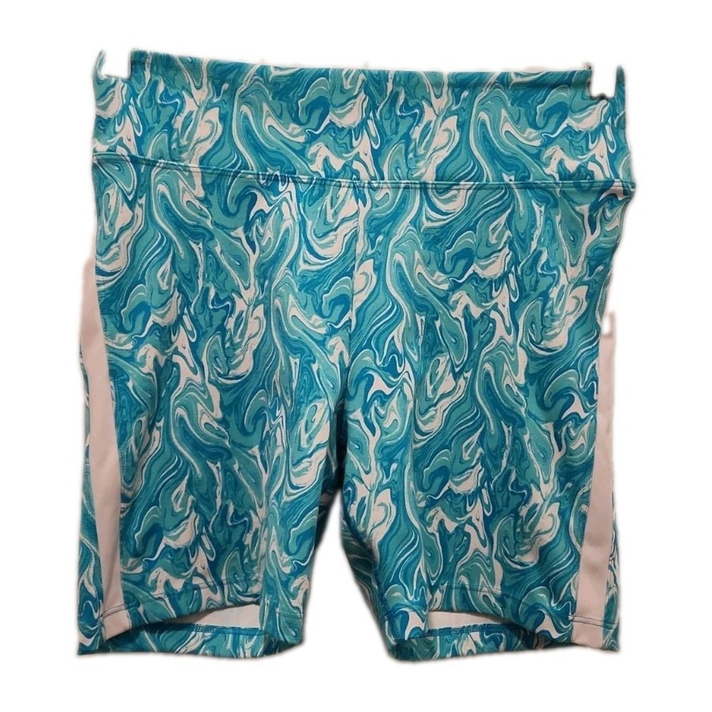 Victorias Secret PINK ACTIVE Bike Shorts Blue Liquid Marble Sz Medium